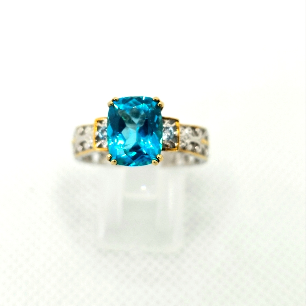 Price Firm Paraiba Blue Topaz Ring in Palladium Sterling Silver Size 9! 💙 - Picture 4 of 9